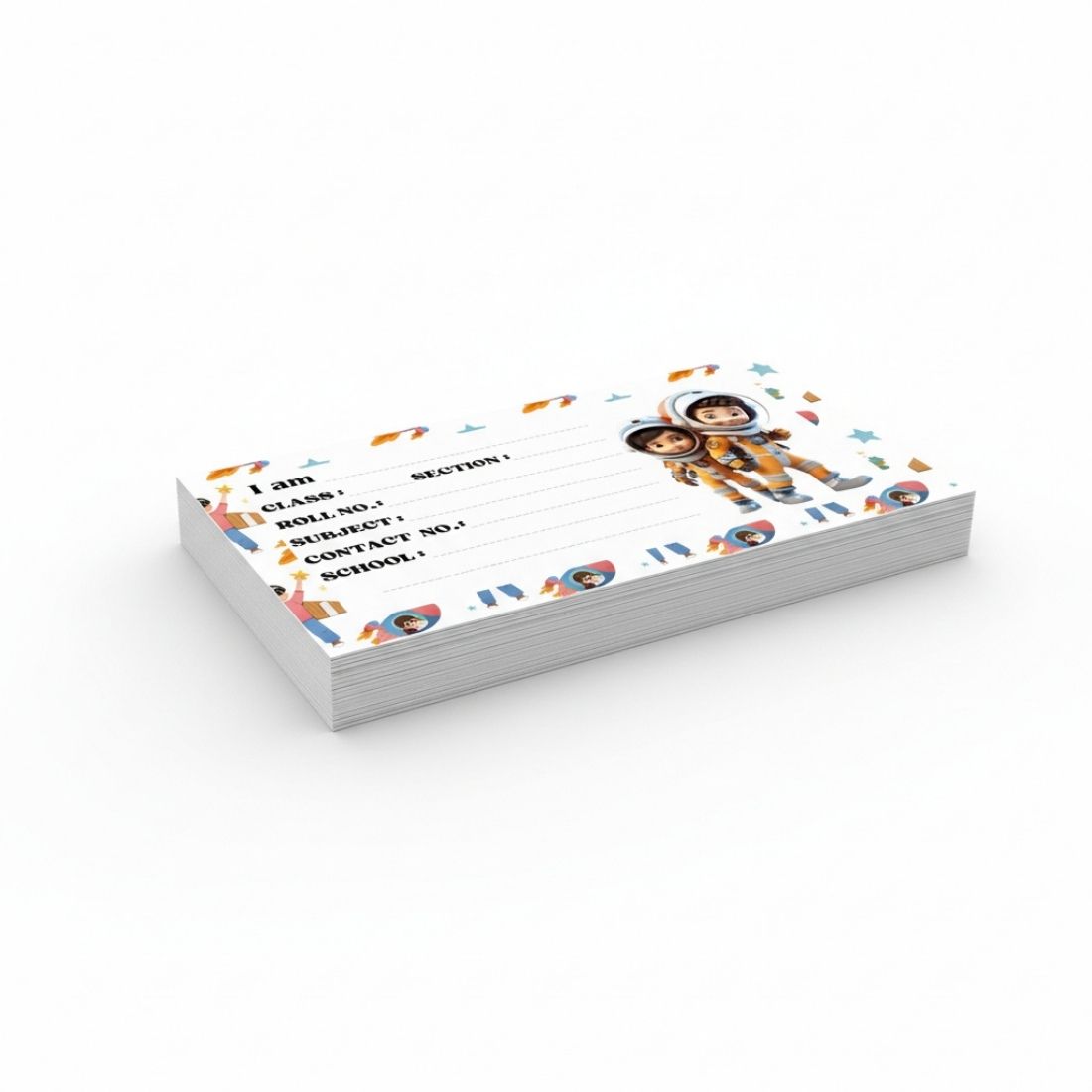 Kids Name Slips Cartoon Printed - Pack of 36 - Self Fill in