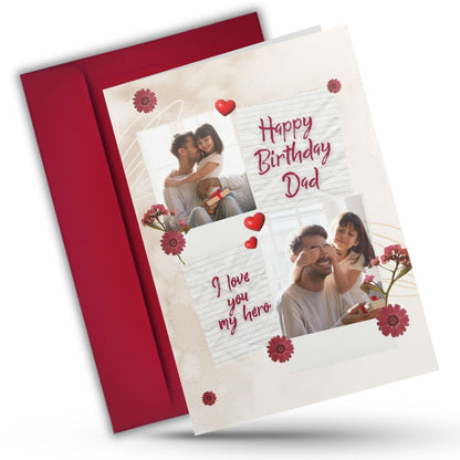 Customised Birthday Greeting Card with Photos for Father | Preprinted Inside Message