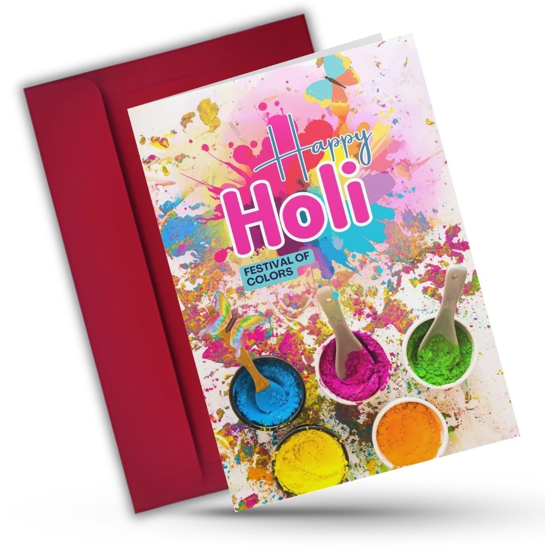 Holi Festival Greeting Card with Envelope