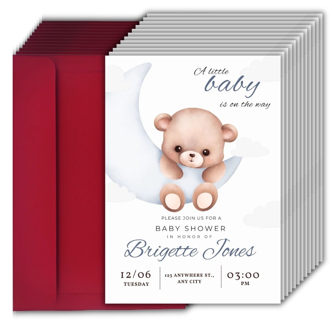 Customised Baby Shower Ceremony Invitation Cards Pack of 12 with Envelopes