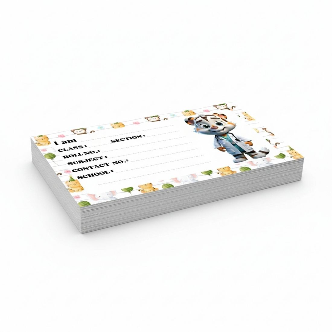 Kids Name Slips Cartoon Printed - Pack of 36 - Self Fill in