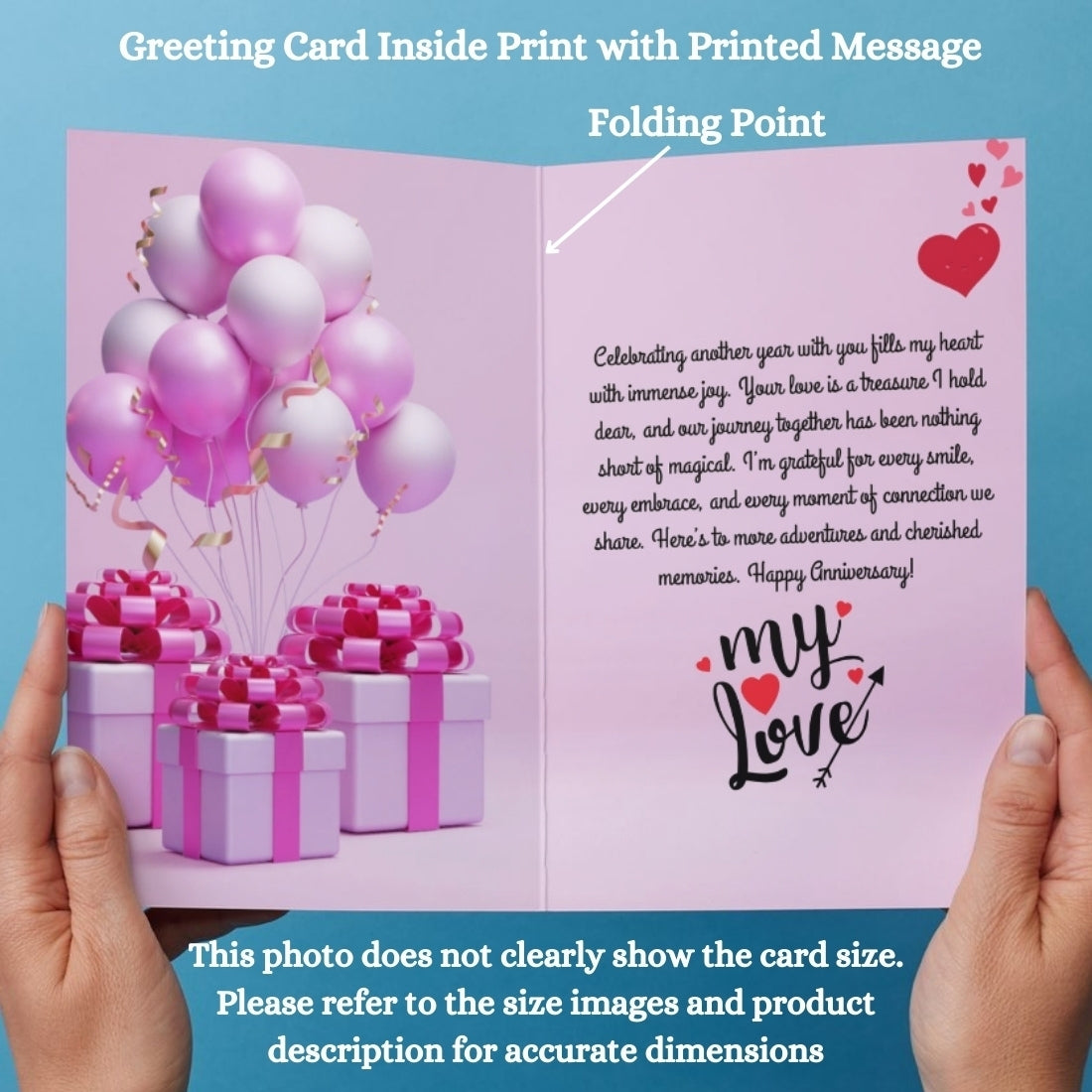 Customised Wedding Anniversary Greeting Card with Photos | Preprinted Inside Message