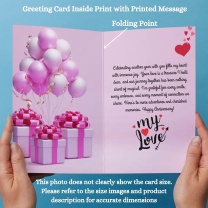 Customised Wedding Anniversary Greeting Card with Photos | Preprinted Inside Message