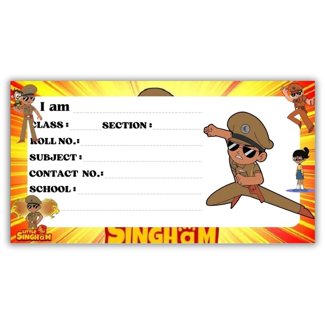 Kids Name Slips Cartoon Printed - Pack of 36 - Self Fill in