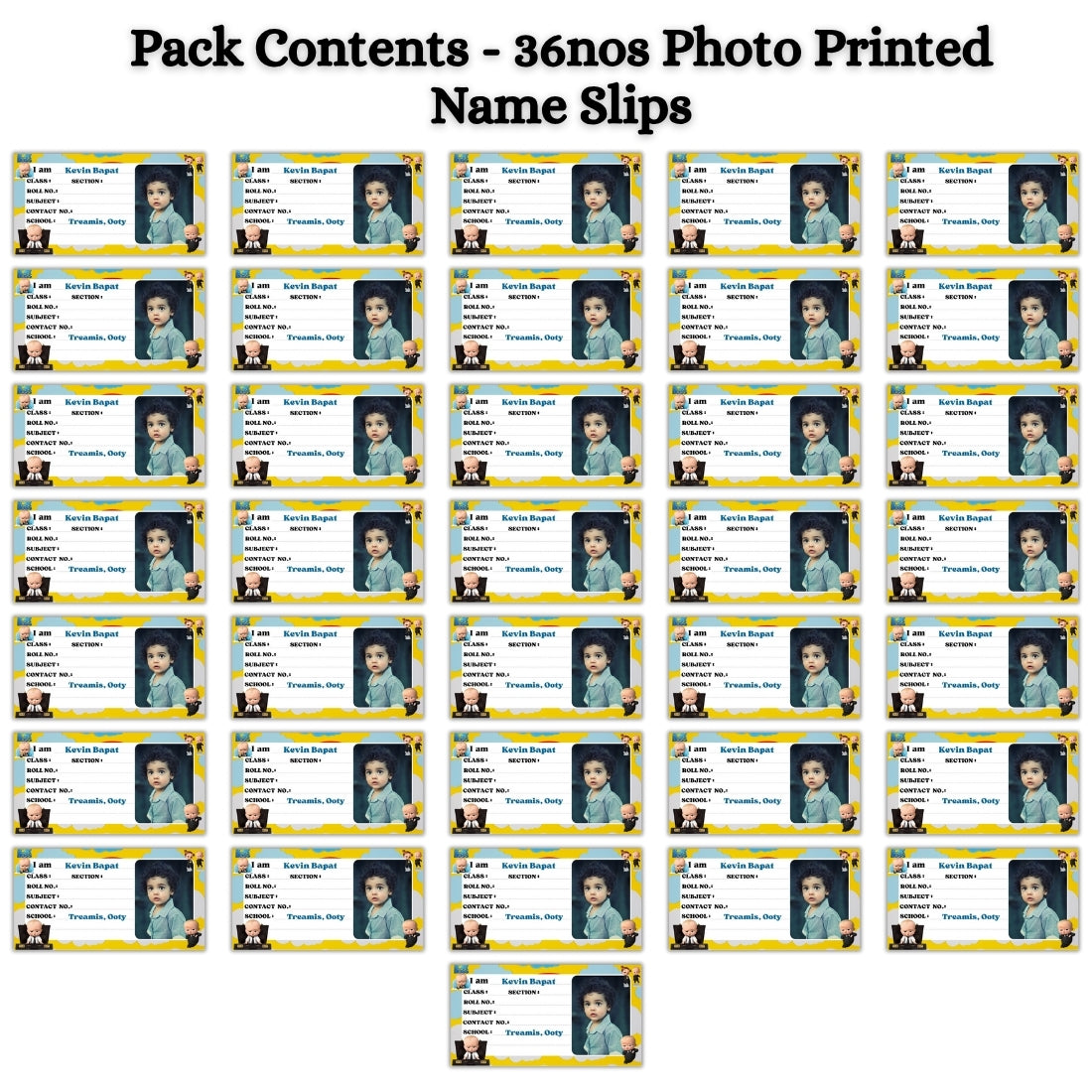 Kids Photo Name Slips Pack of 36
