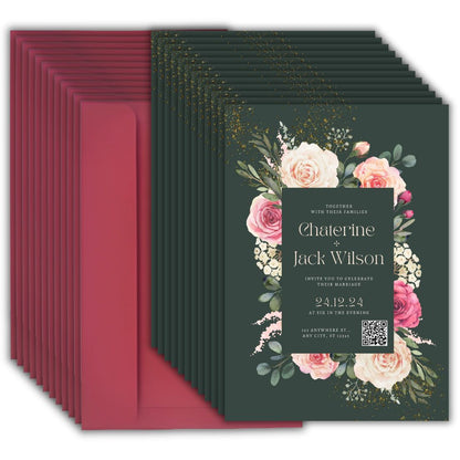 Custom Wedding Invitation Cards with Envelopes | Pack of 12 | One side Printed