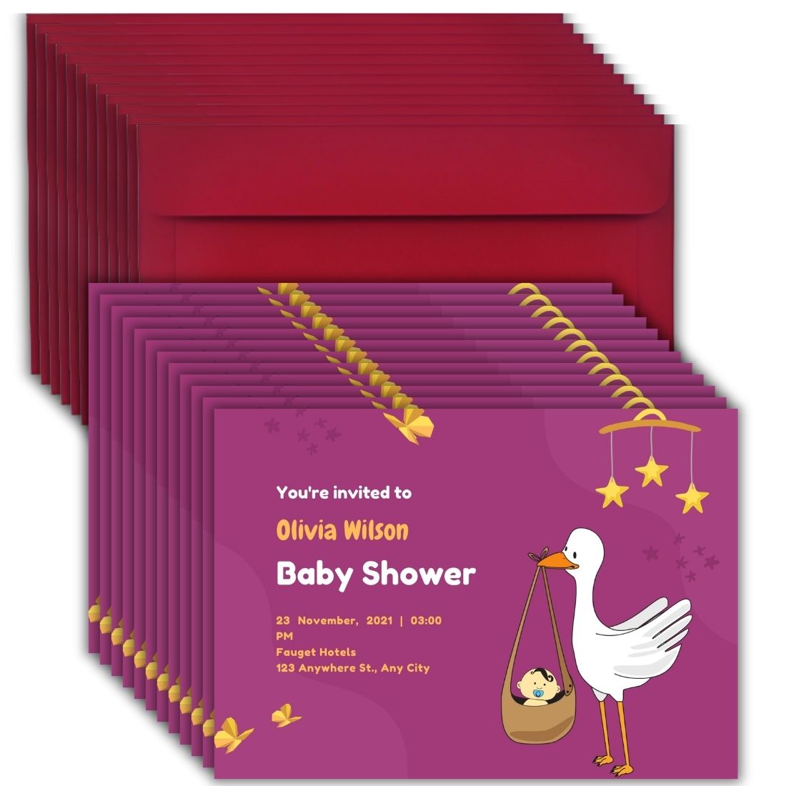 Customised Baby Shower Ceremony Invitation Cards Pack of 12 with Envelopes