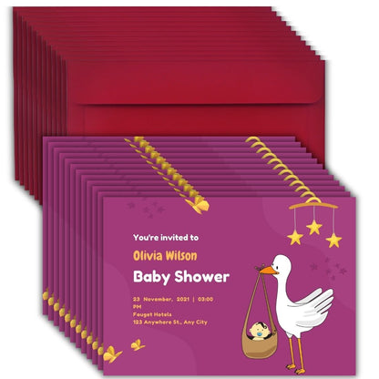 Customised Baby Shower Ceremony Invitation Cards Pack of 12 with Envelopes