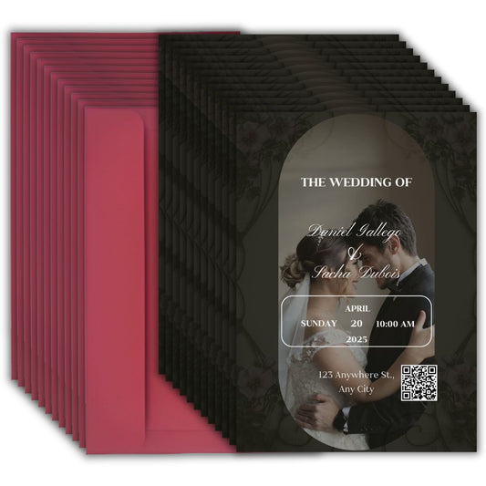 Custom Wedding Invitation Card with Couple Photo | Pack of 12 | One side Printed | Envelopes Included
