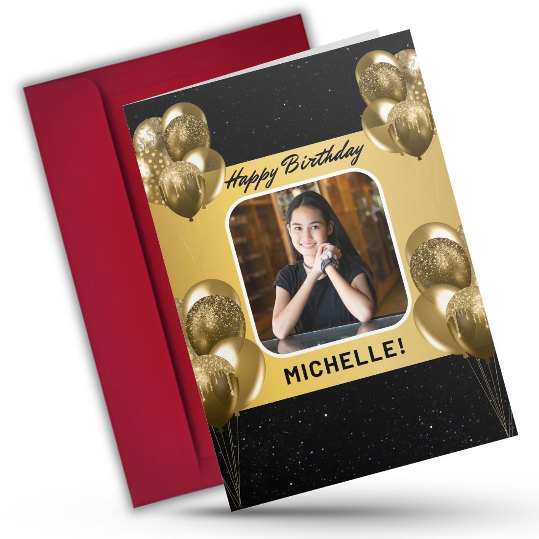 Photo Birthday Greeting Card with Inside Custom Text