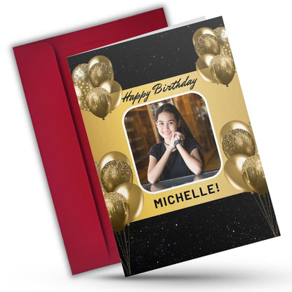Photo Birthday Greeting Card with Inside Custom Text