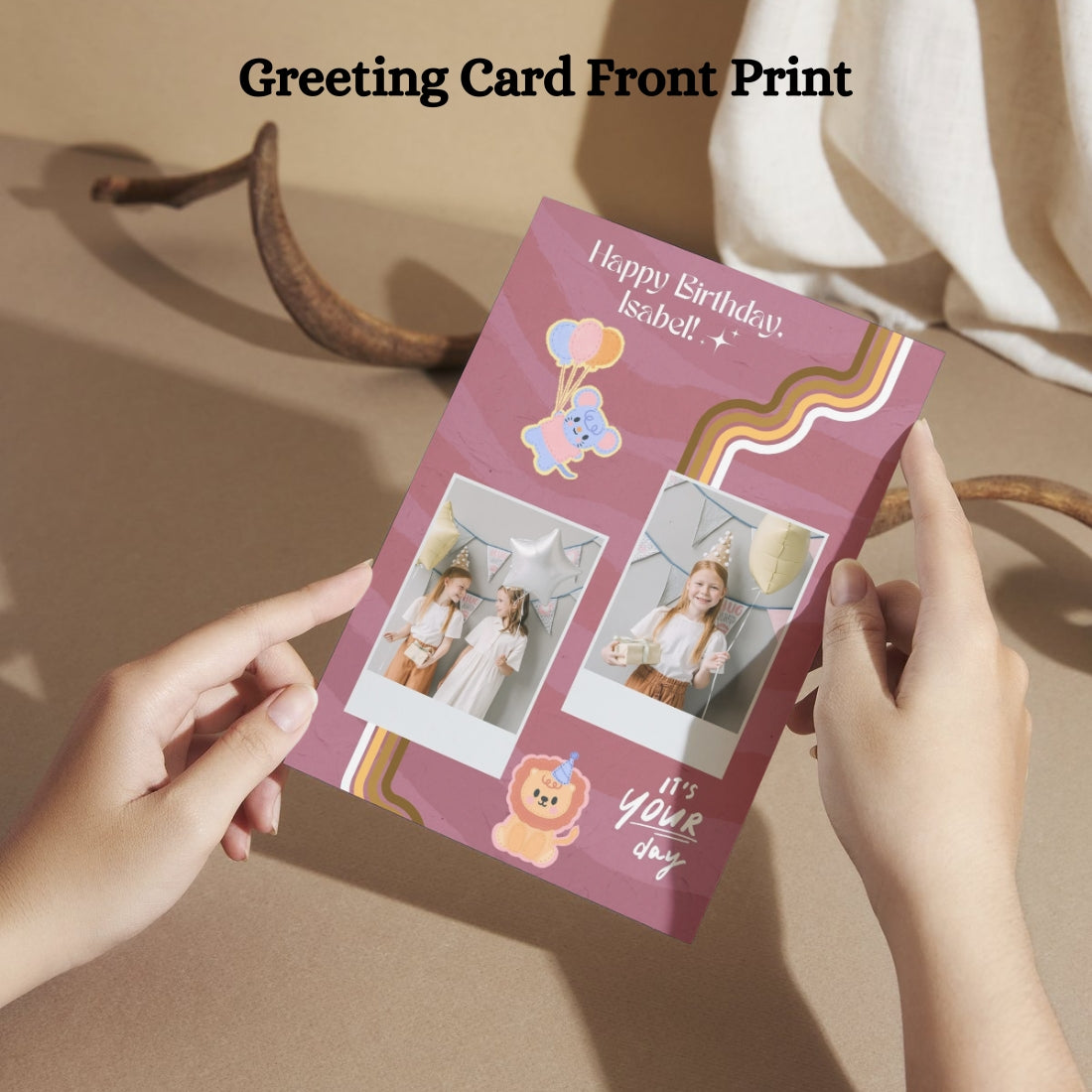 Photo Birthday Greeting Card with Inside Custom Text