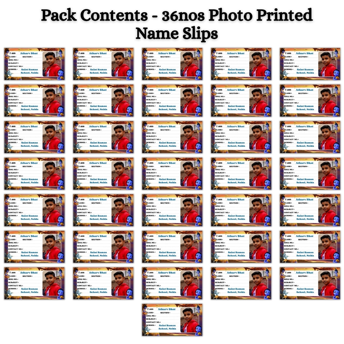 Kids Photo Name Slips Pack of 36