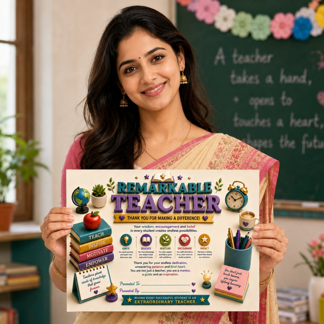 Best Teacher Certificate – A4 Teacher Appreciation Award Certificate for Teachers | Premium Printed Thank You Gift