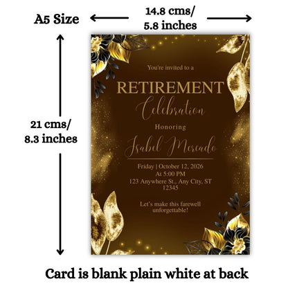 Customised Retirement Farewell Party Invitation Cards Pack of 12 with Envelopes