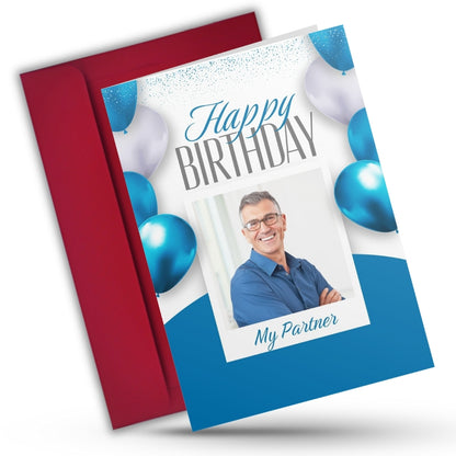 Birthday Greeting Card with Photo for Husband Hubby Boyfirend | Preprinted Inside Message