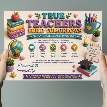 Best Teacher Certificate – A4 Teacher Appreciation Award Certificate for Teachers | Premium Printed Thank You Gift
