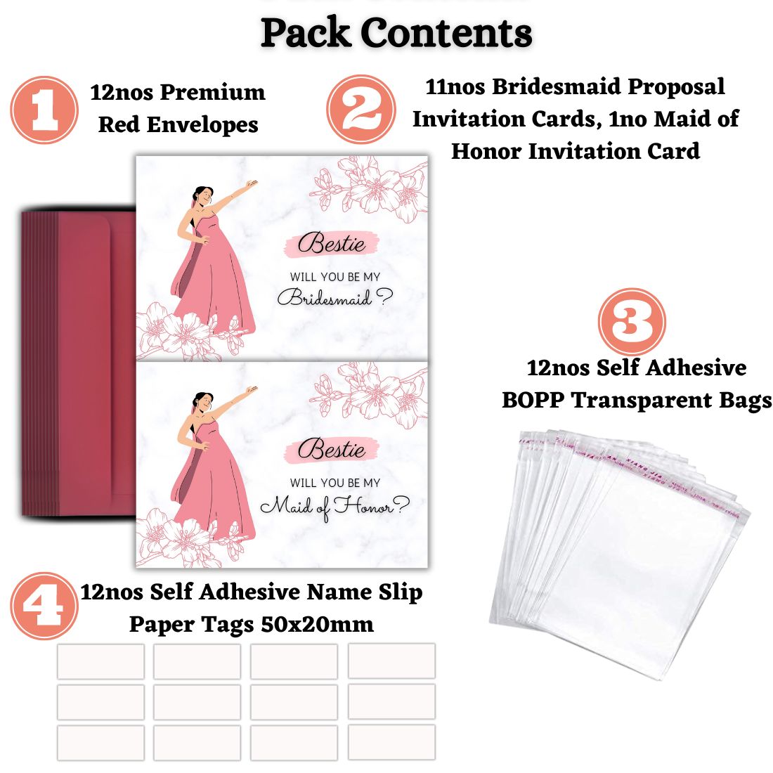 Bridesmaid Proposal Invitation Cards 5.8x8.3inch | Wedding Invite