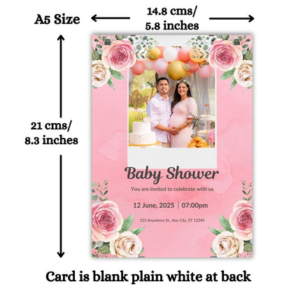 Customised Baby Shower Ceremony Photo Invitation Cards Pack of 12 with Envelopes