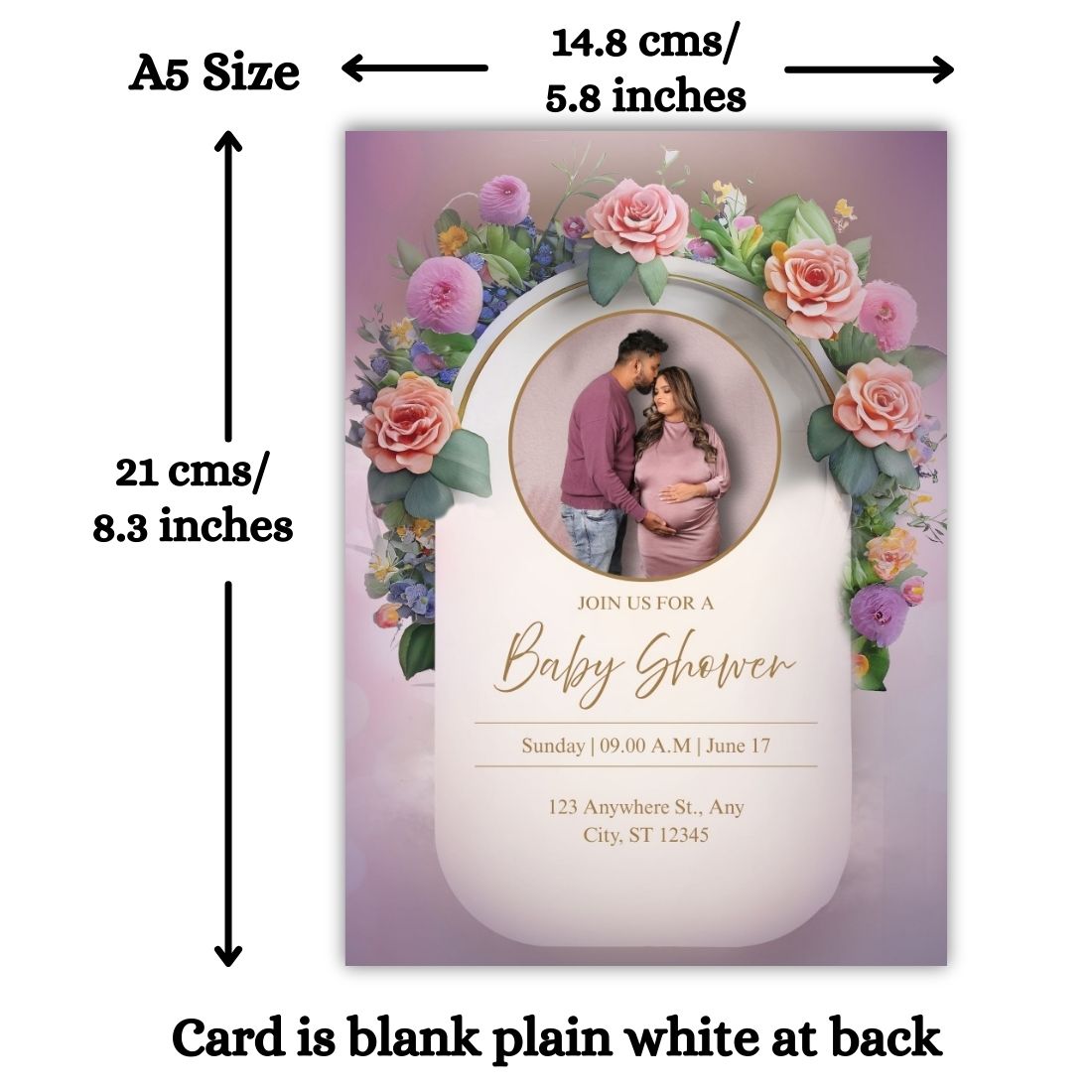 Customised Baby Shower Ceremony Photo Invitation Cards Pack of 12 with Envelopes