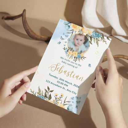 Customised Baby Naming Ceremony Photo Invitation Cards Pack of 12 with Envelopes
