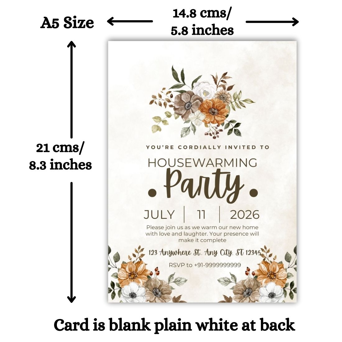 Customized Housewarming Invitation Cards, Pack of 12 Personalized 5.8x8.3 Inch with Premium Red Envelopes