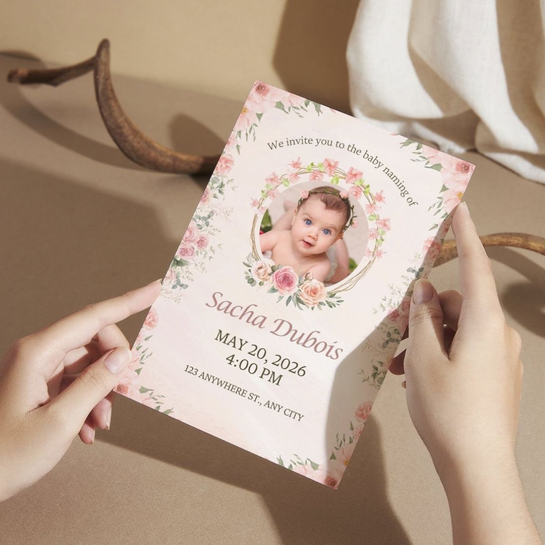 Customised Baby Naming Ceremony Photo Invitation Cards Pack of 12 with Envelopes