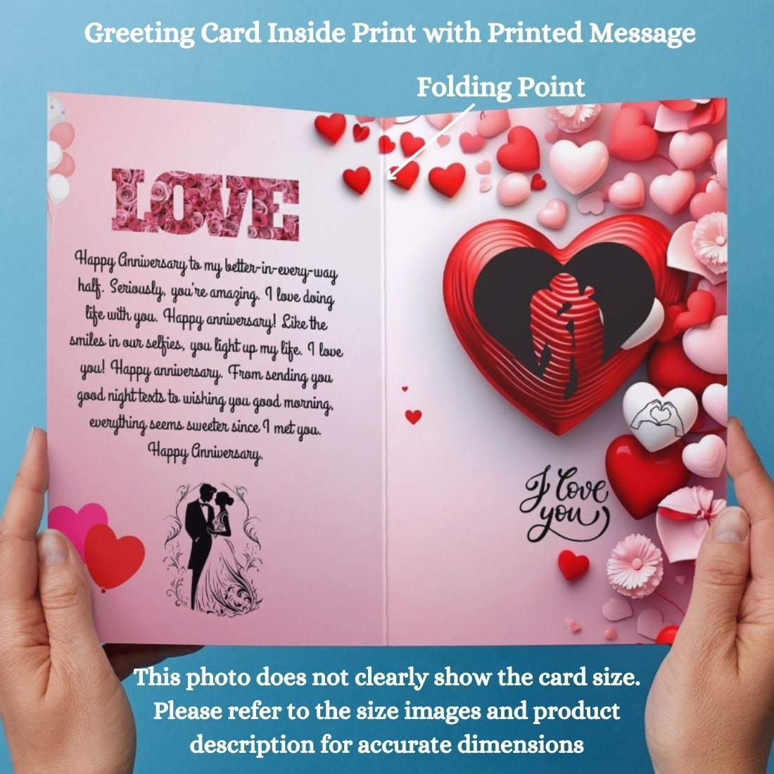 Customised Wedding Anniversary Greeting Card with Photos | Preprinted Inside Message