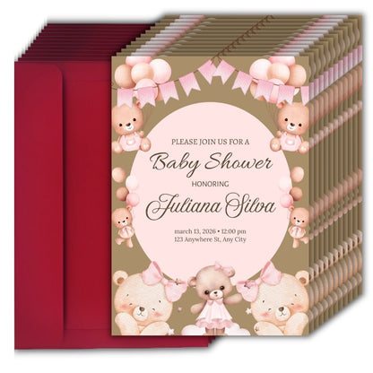 Customised Baby Shower Ceremony Invitation Cards Pack of 12 with Envelopes
