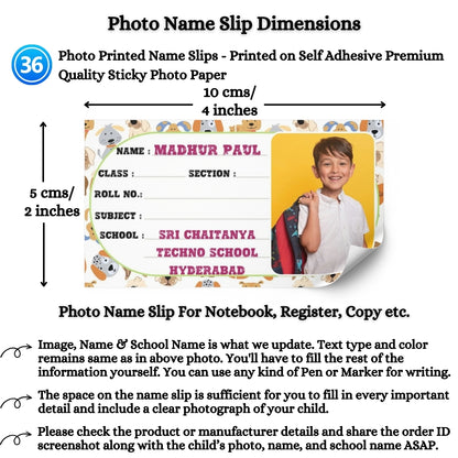 Kids Photo Name Slips Pack of 36
