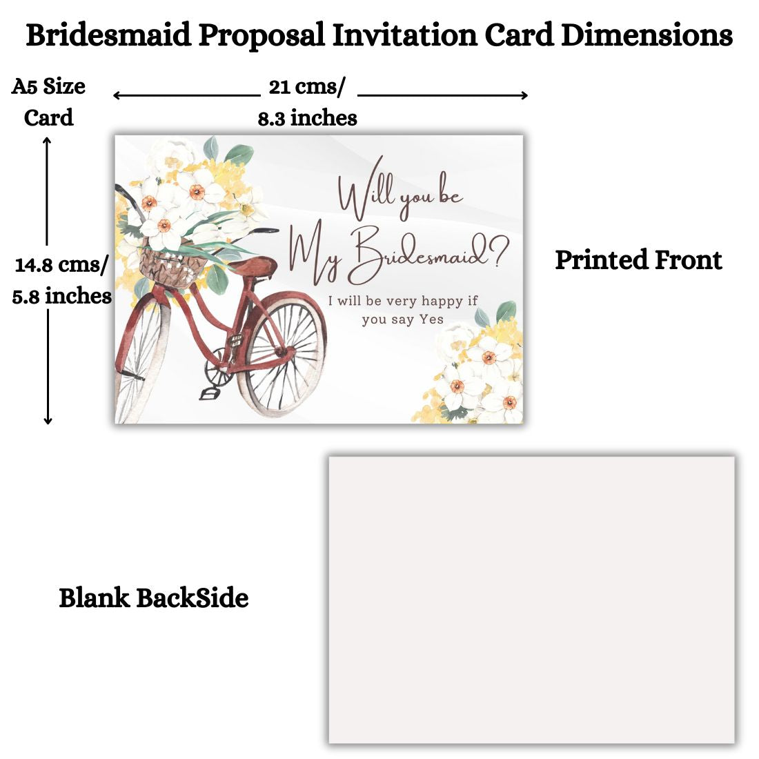 Bridesmaid Proposal Invitation Cards 5.8x8.3inch | Wedding Invite