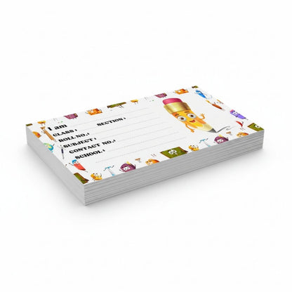 Kids Name Slips Cartoon Printed - Pack of 36 - Self Fill in