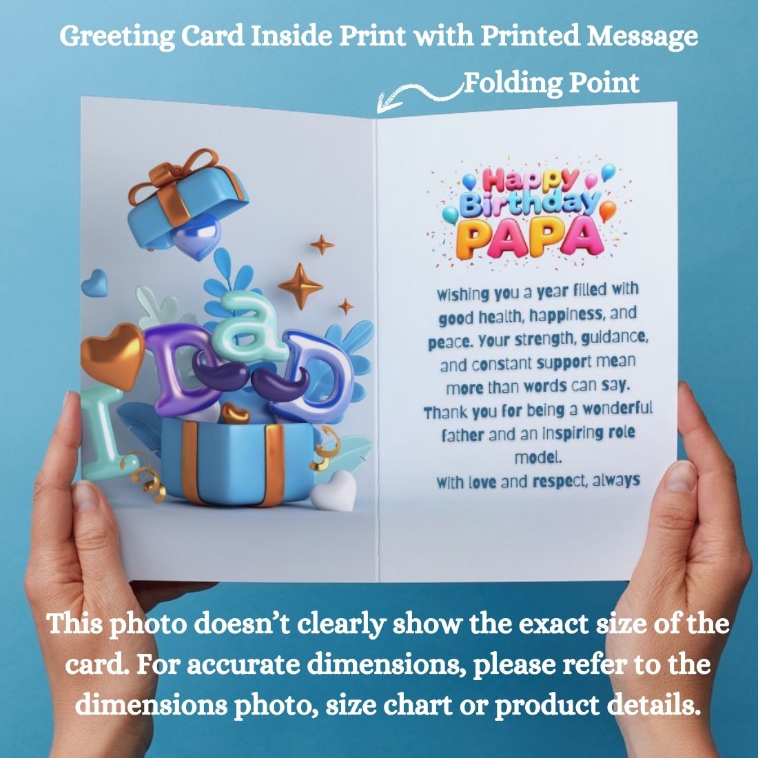 Happy Birthday Card for Dad — Printed Greeting Card with Envelope