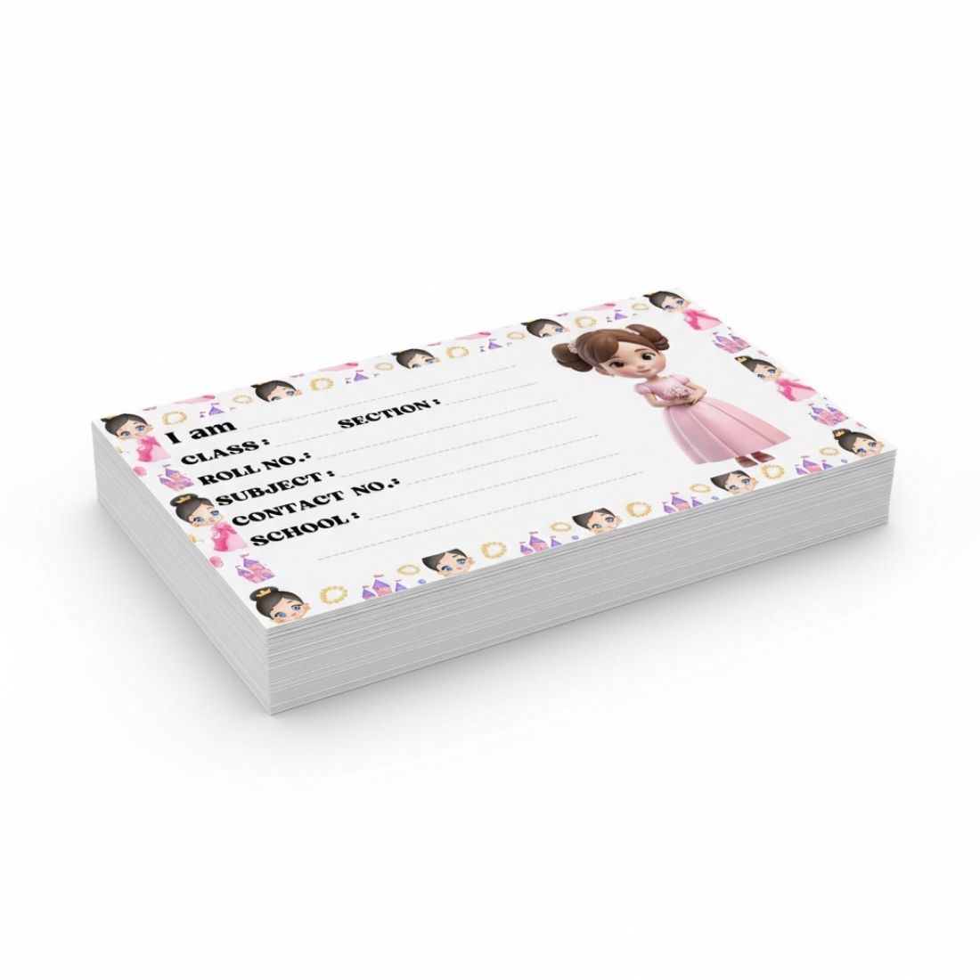 Kids Name Slips Cartoon Printed - Pack of 36 - Self Fill in