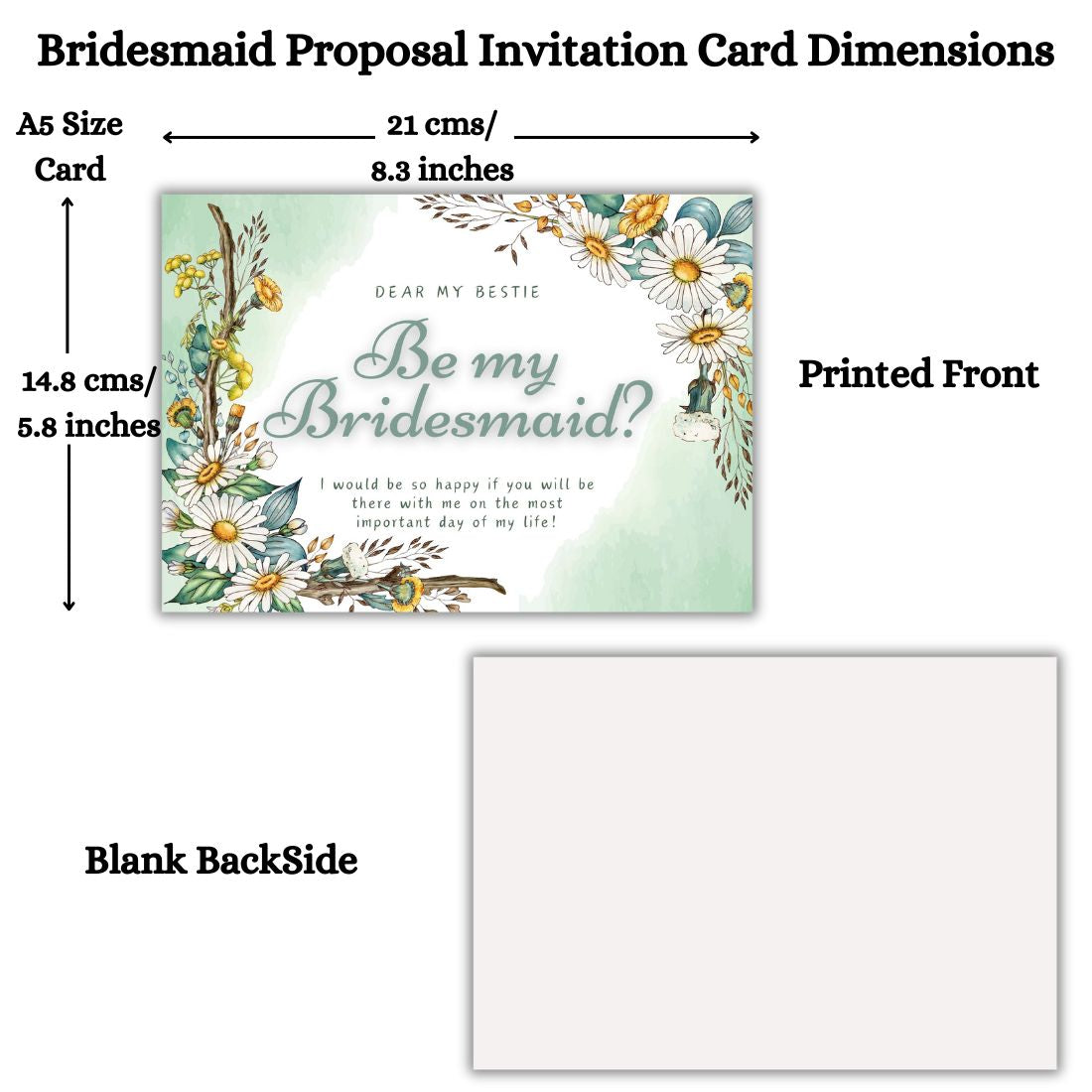 Bridesmaid Proposal Invitation Cards 5.8x8.3inch | Wedding Invite