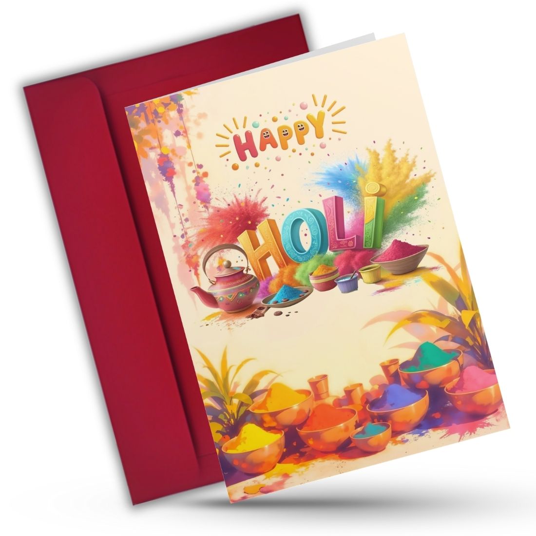 Holi Festival Greeting Card with Envelope