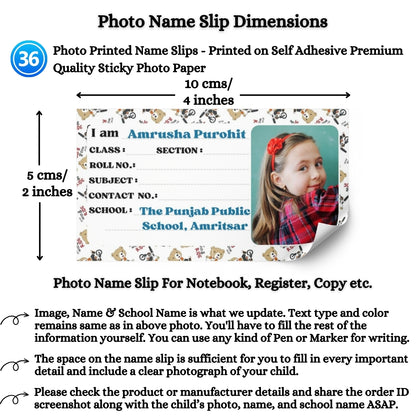 Kids Photo Name Slips Pack of 36