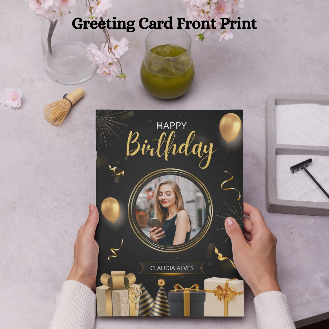 Photo Birthday Greeting Card with Inside Custom Text