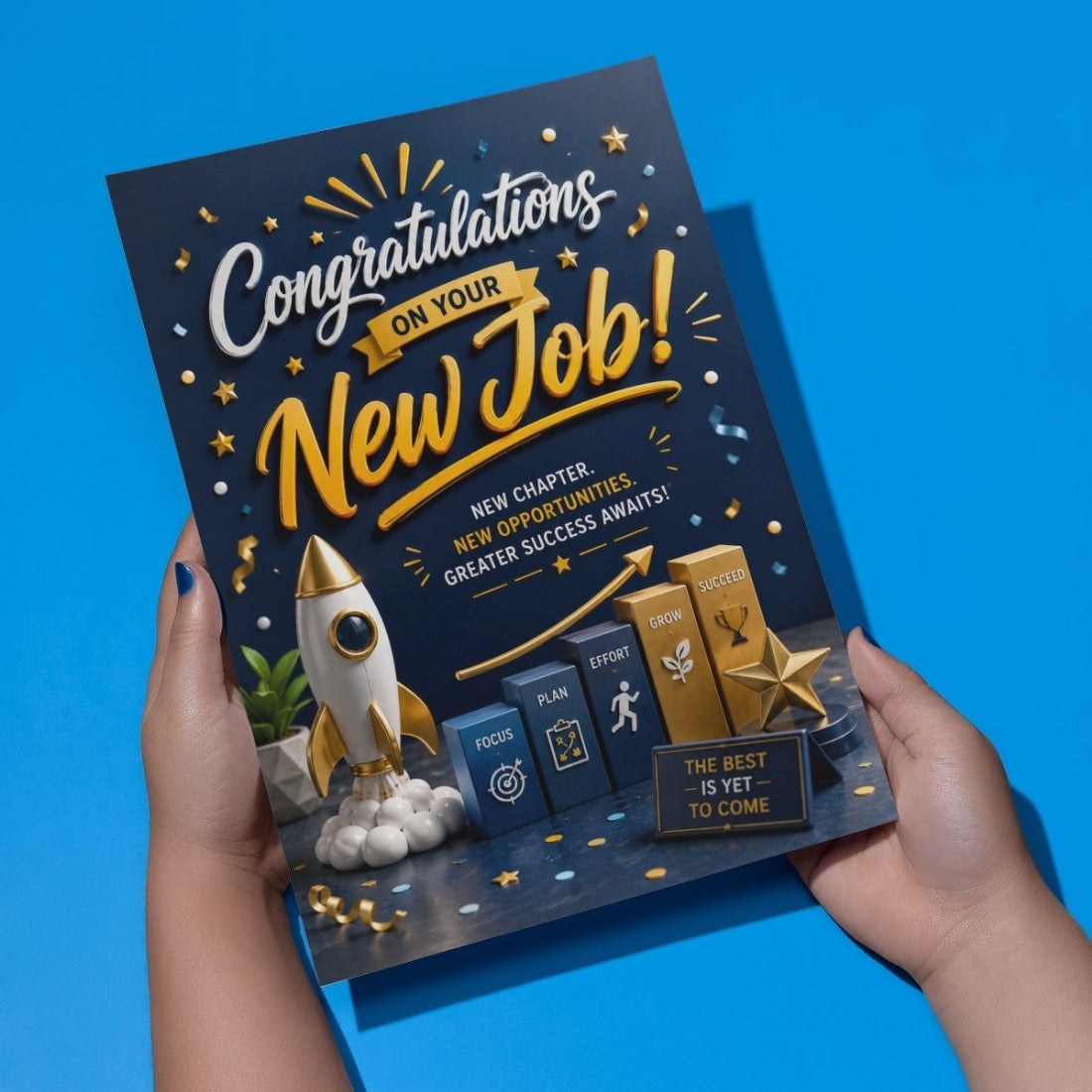Congratulations on New Job Card — Printed Greeting Card, Multiple Sizes, Thick Photo Paper, Motivational Design
