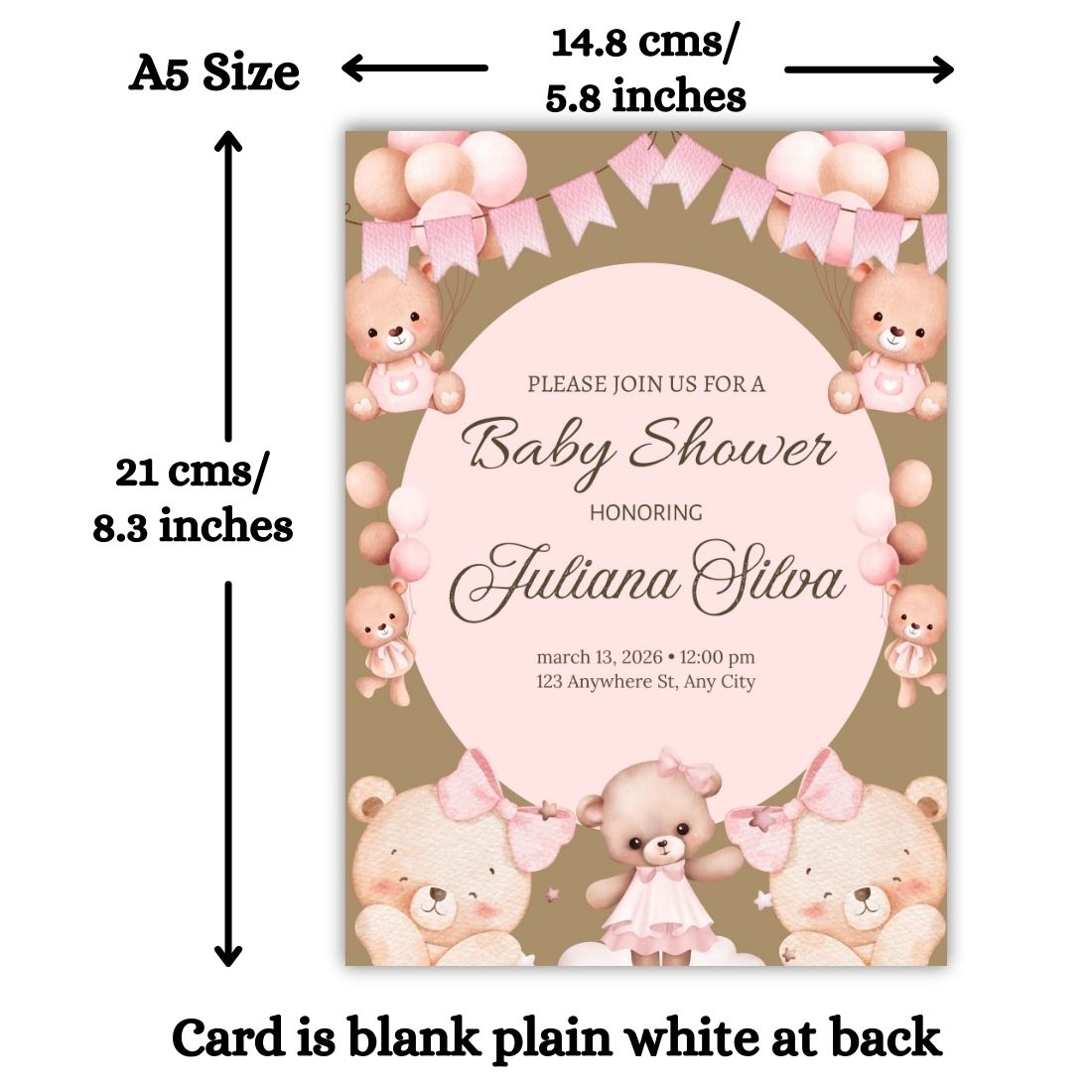 Customised Baby Shower Ceremony Invitation Cards Pack of 12 with Envelopes