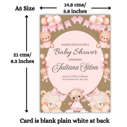 Customised Baby Shower Ceremony Invitation Cards Pack of 12 with Envelopes