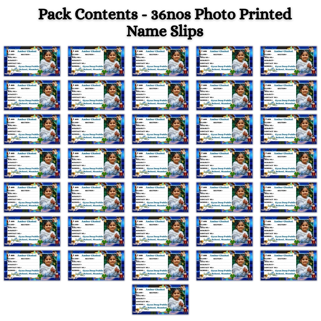 Kids Photo Name Slips Pack of 36