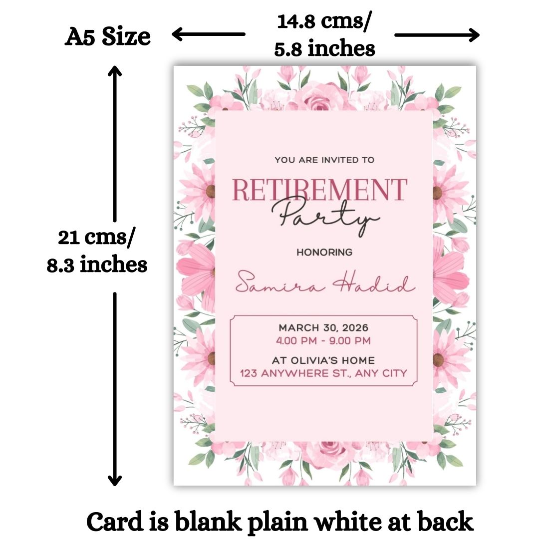 Customised Retirement Farewell Party Invitation Cards Pack of 12 with Envelopes