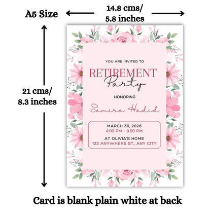 Customised Retirement Farewell Party Invitation Cards Pack of 12 with Envelopes