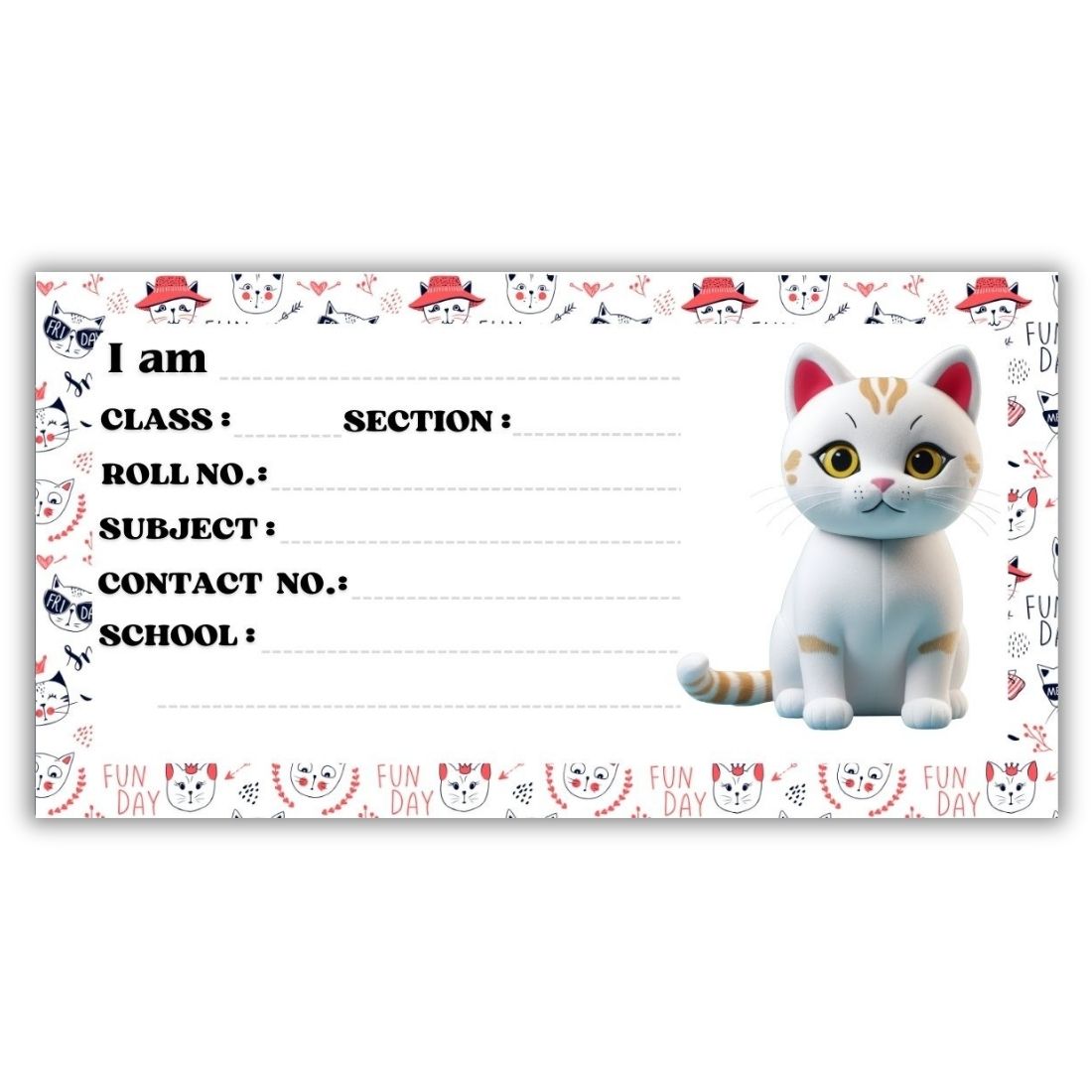 Kids Name Slips Cartoon Printed - Pack of 36 - Self Fill in
