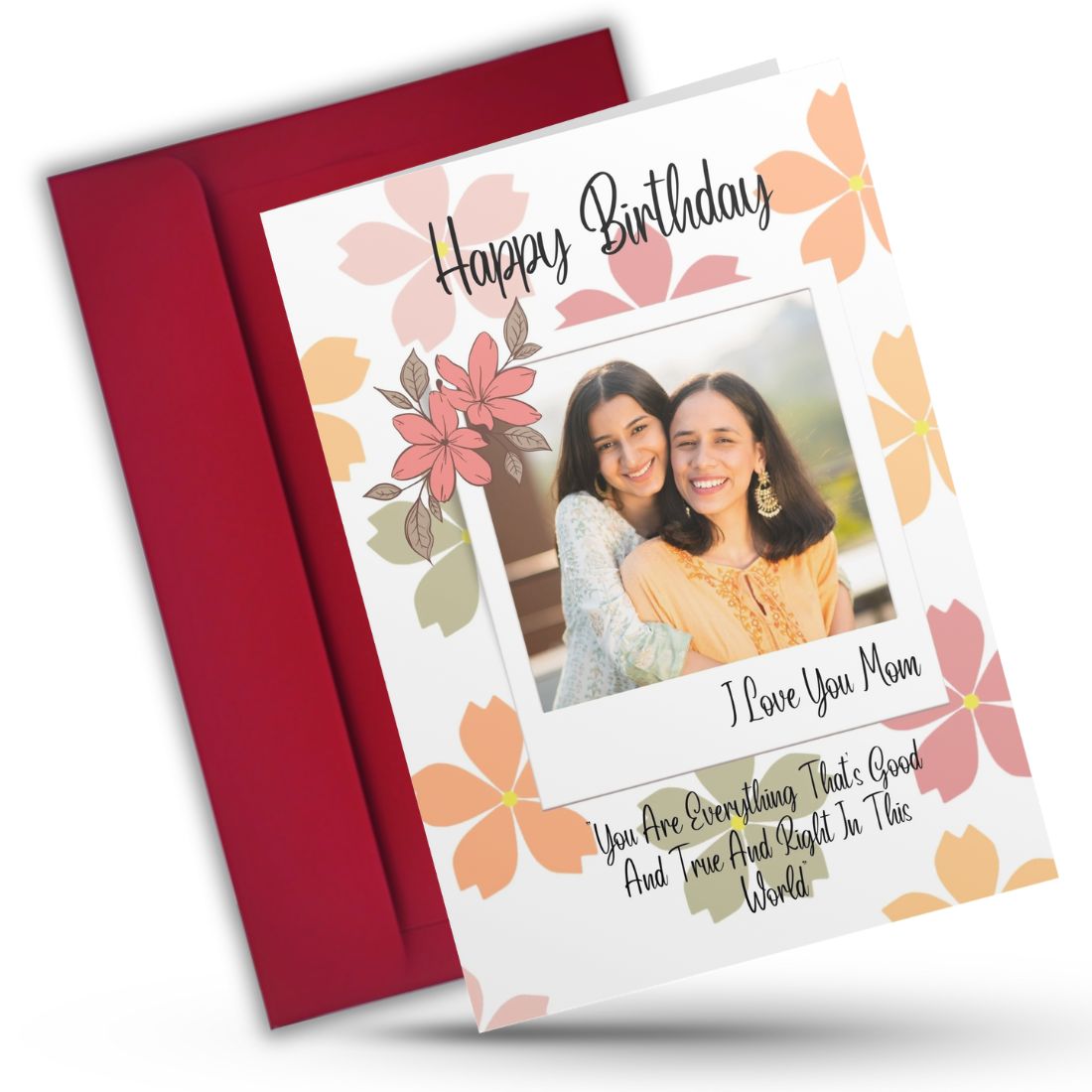 Photo Birthday Greeting Card with Inside Custom Text