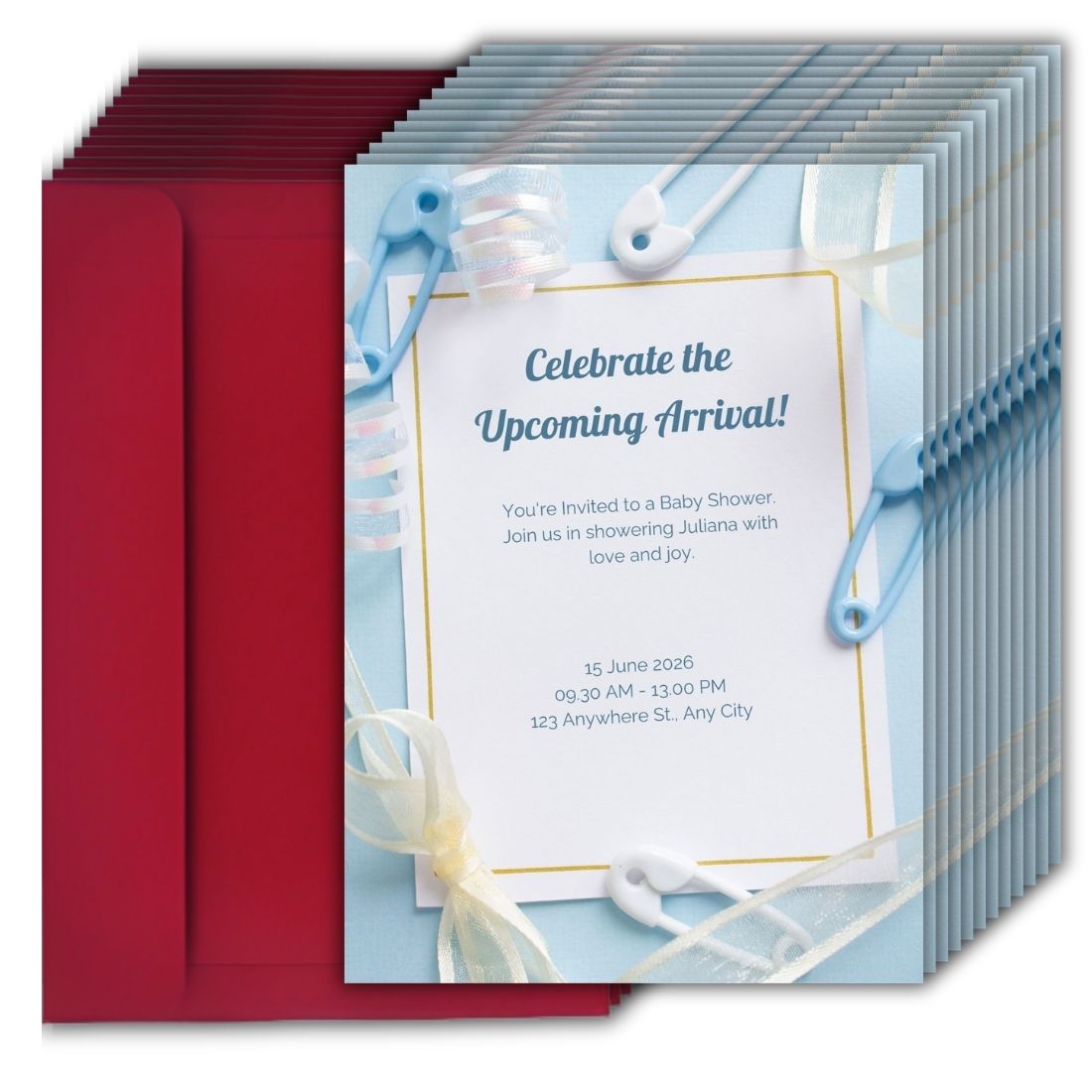 Customised Baby Shower Ceremony Invitation Cards Pack of 12 with Envelopes