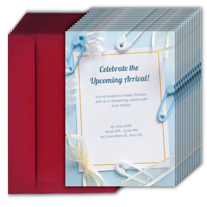 Customised Baby Shower Ceremony Invitation Cards Pack of 12 with Envelopes