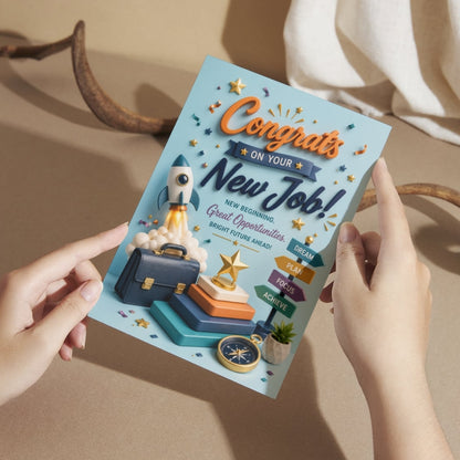 Congratulations on New Job Card — Printed Greeting Card, Multiple Sizes, Thick Photo Paper, Motivational Design
