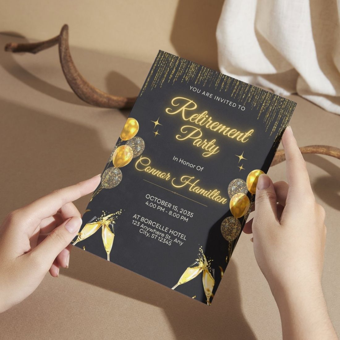 Customised Retirement Farewell Party Invitation Cards Pack of 12 with Envelopes